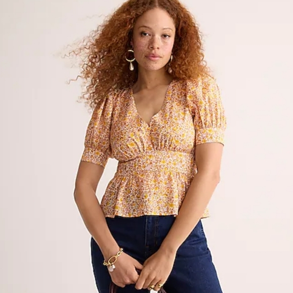 NWT J Crew Puff Sleeve Blouse, Size 14 - Picture 2 of 16